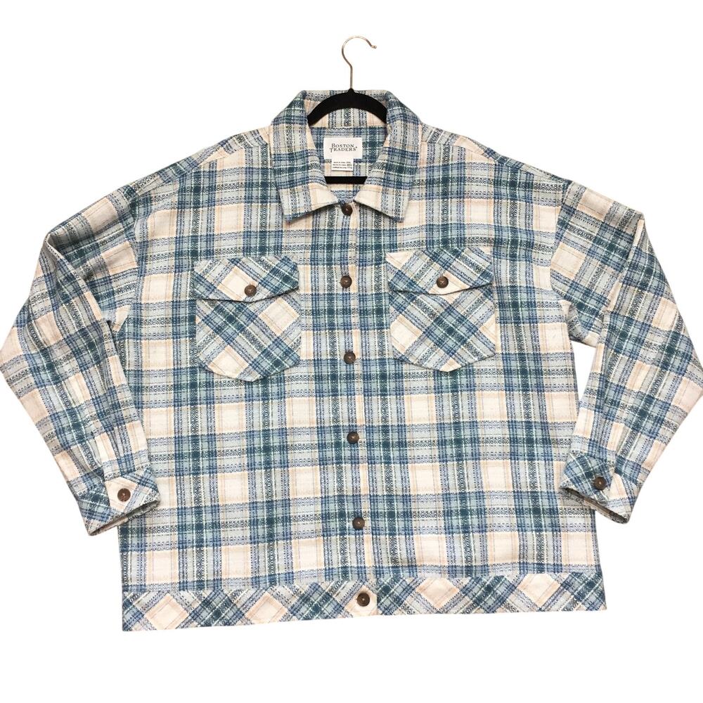 Boston Traders Button Up Wool Blend Plaid Shacket XXL Country Coastal Grandma